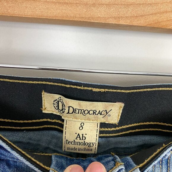 Democracy Ab Technology Feather Embroidered Skinny Jeans Womens 8 Distressed - Picture 3 of 7